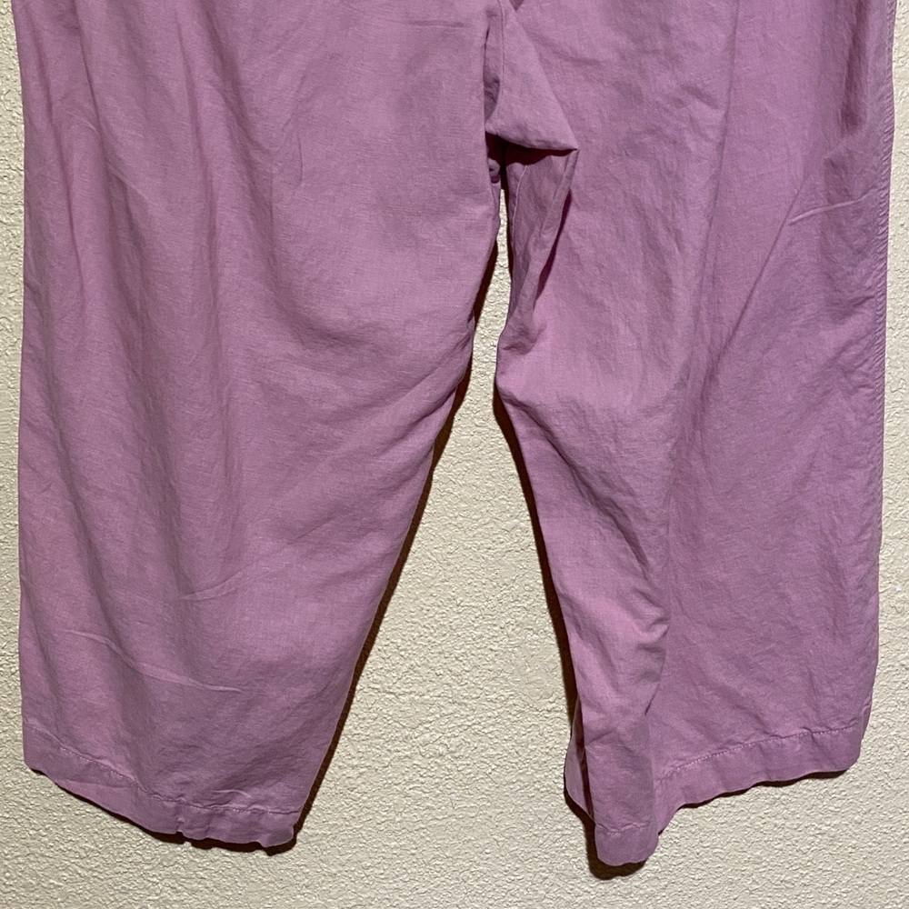 Liz Claiborne Cropped Pants XXL Pink Wide Leg Relaxed 4-Pockets Linen Cotton - Picture 10 of 13